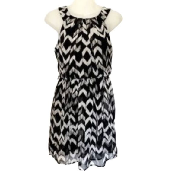 A Byer Black & White Chevron Print Sleeveless Dress, S - Picture 2 of 6